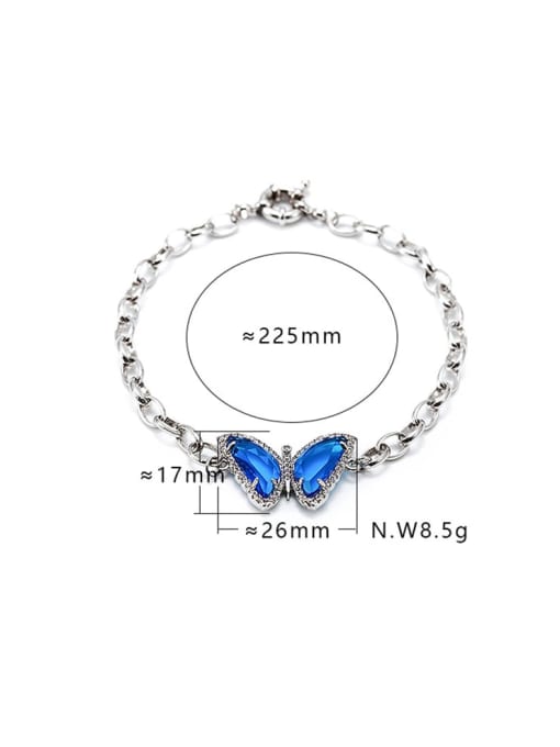 XYZ Brass Glass Stone Butterfly Cute Link Bracelet 2