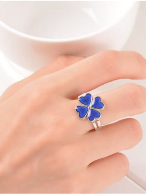 Four leaf clover happiness flower Alloy Icon Cute Band Ring