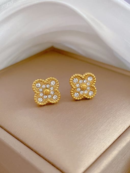 6643 CZ stone, Gold color Stainless steel Earring