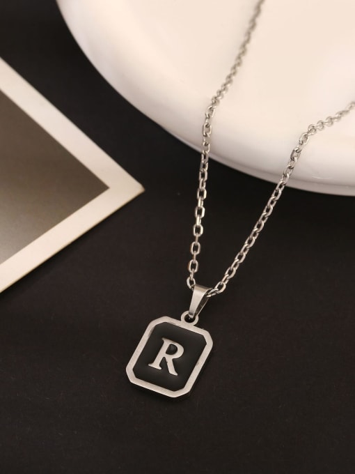 R Stainless steel Geometric Initials Necklace