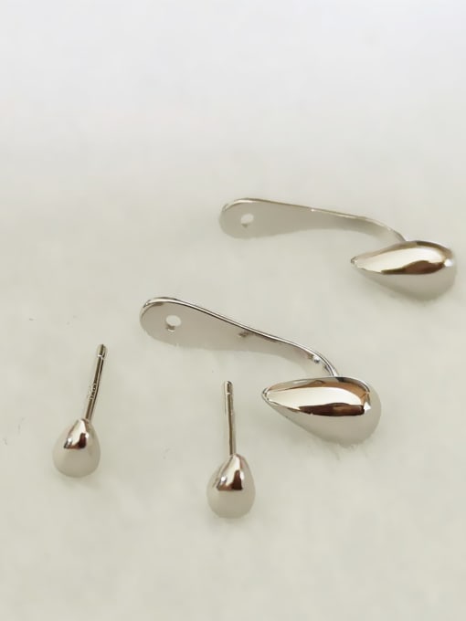 Rhodium Plated 925 Sterling Silver Water Drop Minimalist Stud Earring