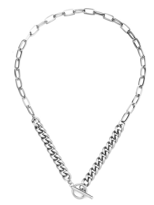 DZA662 steel color Stainless steel Geometric Trend Lariat Necklace