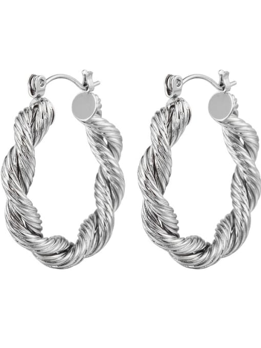 Heavy Fried Dough Twists Steel Stainless steel Geometric Minimalist Hoop Earring