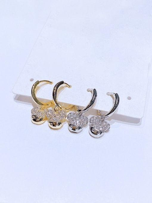 Ming Brass Cubic Zirconia Mouse Vintage Huggie Earring 1