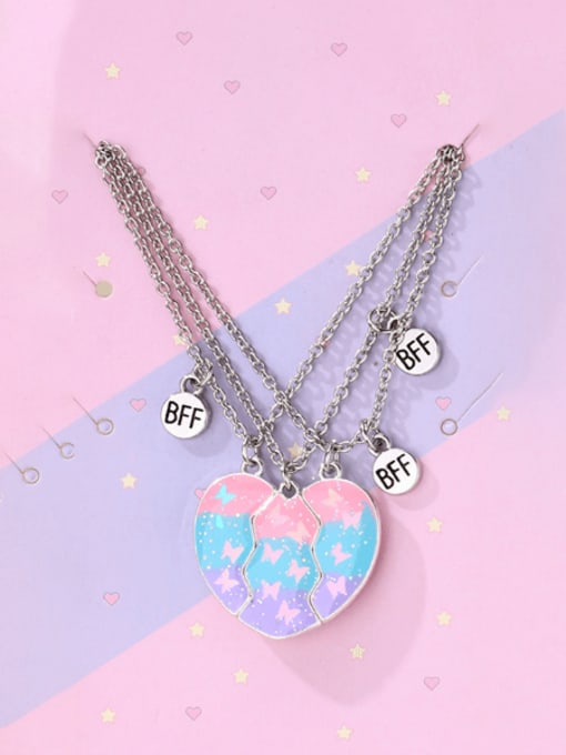 platinum Alloy Enamel Heart Minimalist Necklace