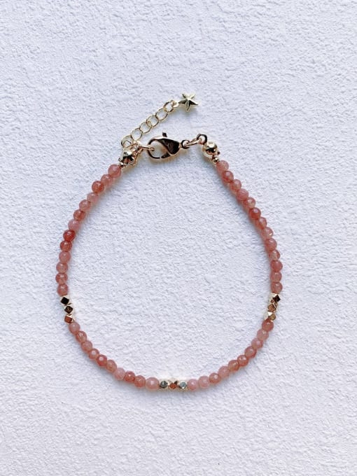 Scarlet White B-ST-002 Natural  Gemstone Crystal Beads Chain Handmade Beaded Bracelet 0