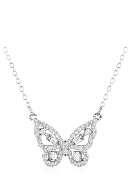LM 925 Sterling Silver Cubic Zirconia White butterfly Necklace 3