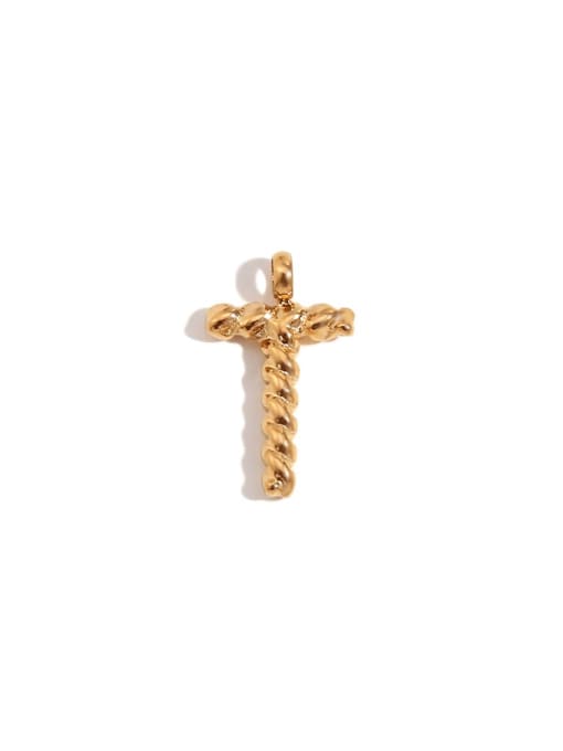 Twists Letter Pendant Gold T Stainless steel 18K Gold Plated Letter Charm