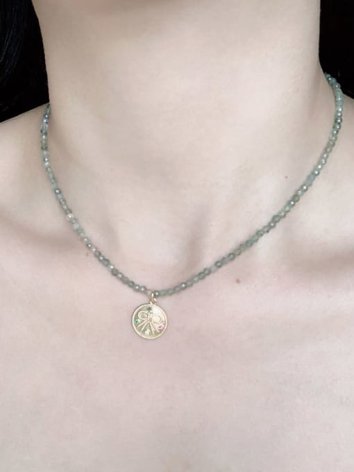 Scarlet White N-DIY-0033 Natural Gemstone Crystal Beads Chain Geometry Pendant Handmade Beaded Necklace 1
