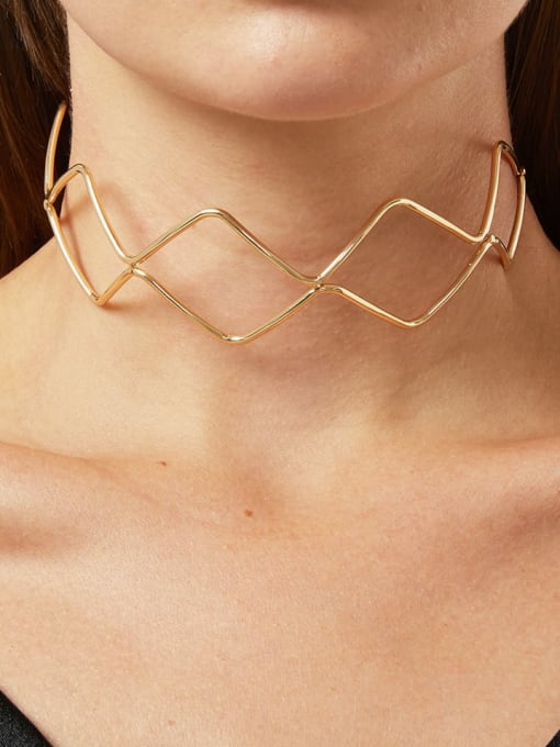 LM Brass Geometric Minimalist Choker Necklace 1