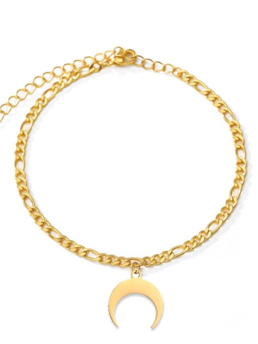 DZG037 Gold Stainless steel Moon Hip Hop  Anklet