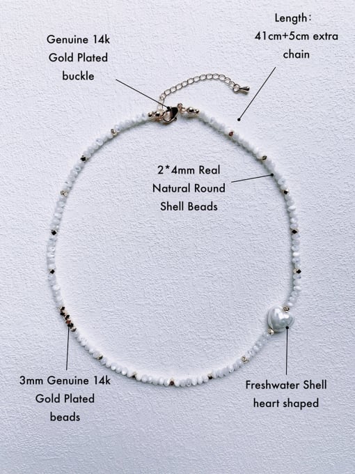 Scarlet White N-SHMT-0004 Freshwater Shell Beads Chain Bohemia Handmade Beaded Necklace 2