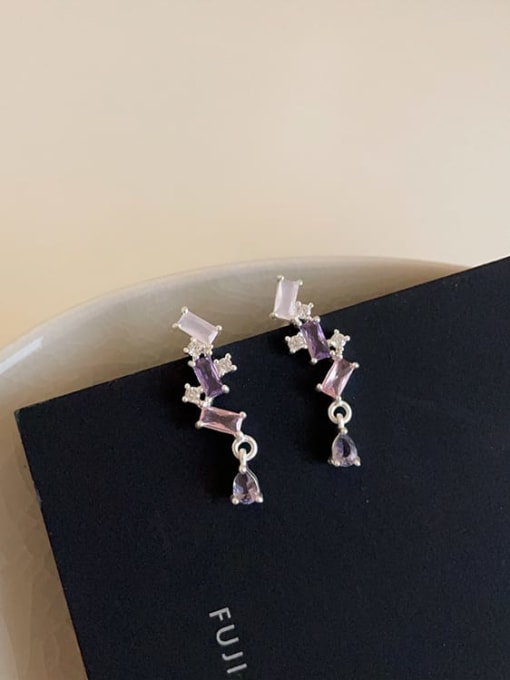 Irregular colored diamond Alloy Cubic Zirconia Geometric Dainty Stud Earring