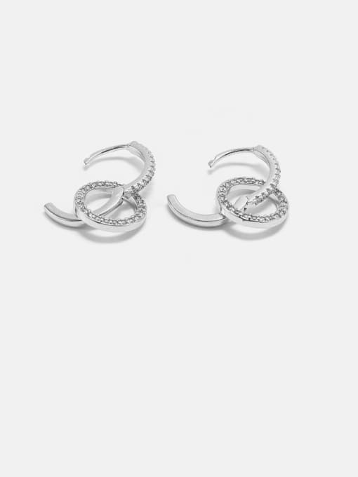 Platinum Brass Cubic Zirconia Geometric Minimalist Drop Earring