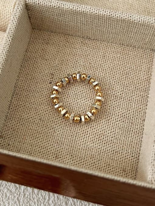 MY39258 Brass Synthetic Crystal Minimalist Bead Ring