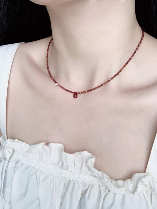 Scarlet White N-ST-0003 Red Garnet Chain Irregular Trend Handmade Beaded Necklace 1