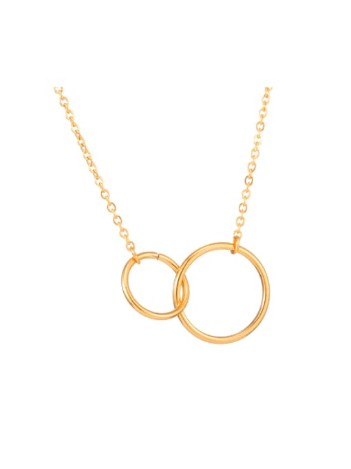 Gold Double Ring Seamless 2312 Titanium Steel Geometric Minimalist Necklace