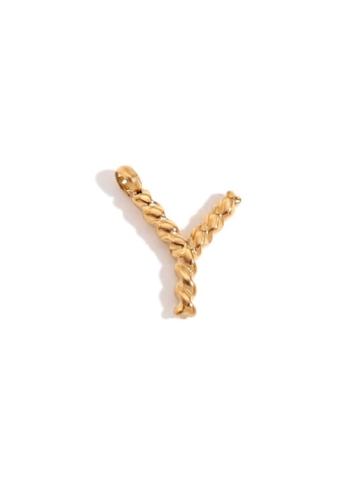 Twists Letter Pendant Gold  Y Stainless steel 18K Gold Plated Letter Charm