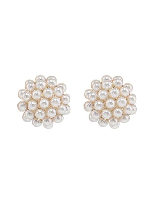 LM Brass Stud Pearl Earring with 925 Silver Needle 0
