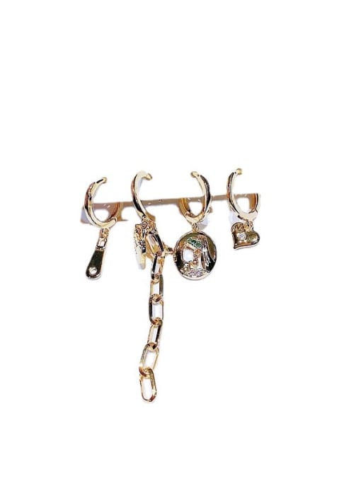 Ming Brass Cubic Zirconia Geometric Vintage Huggie Earring 3