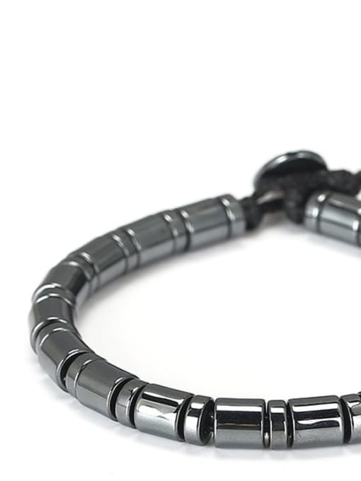 black Natural Stone Geometric Minimalist Adjustable Bracelet