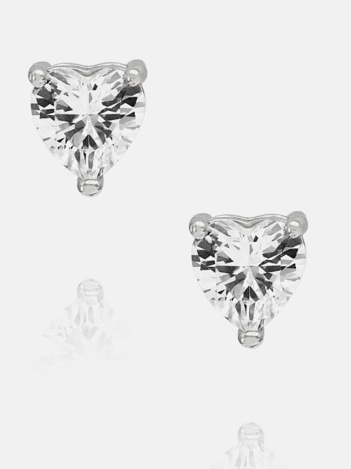 7*7mm platinum white zirconium Brass Cubic Zirconia Heart Minimalist Stud Earring