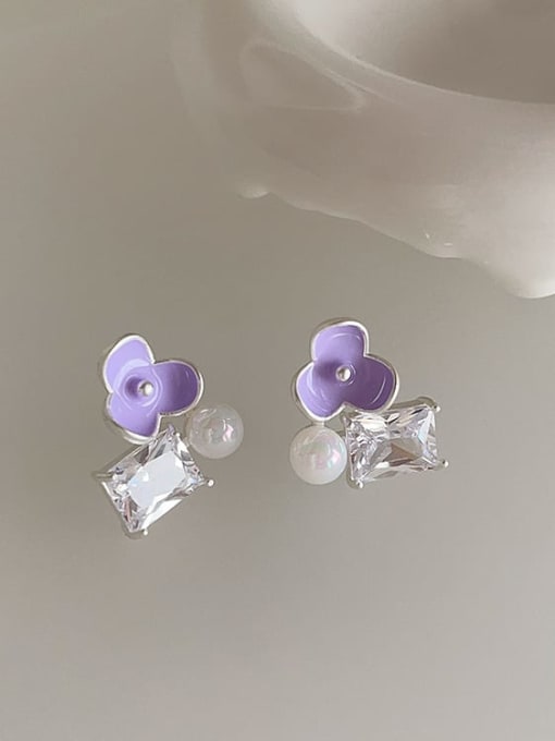 Flower earrings Alloy Enamel Flower Dainty Stud Earring