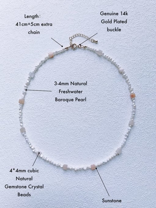 Scarlet White N-PEMT-0015  Natural  Gemstone Crystal Chain Handmade Beaded Necklace 3