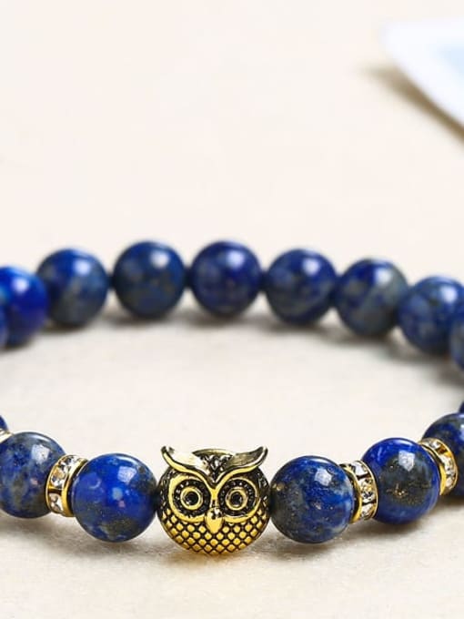 lapis lazuli Alloy Tiger Eye Owl Minimalist Handmade Beaded Bracelet