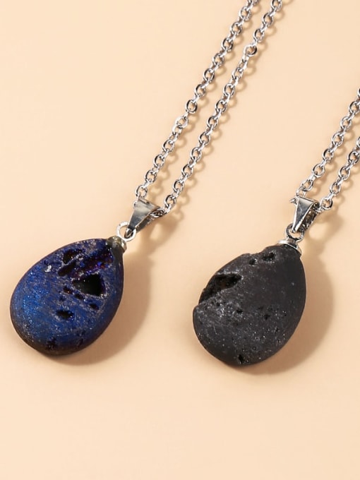 NA-Stone Black Stone + Water Drop Artisan Necklace 1