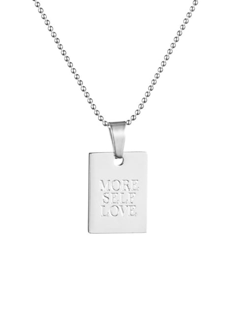 XH0871  Silver Color Stainless steel Geometric Necklace With words