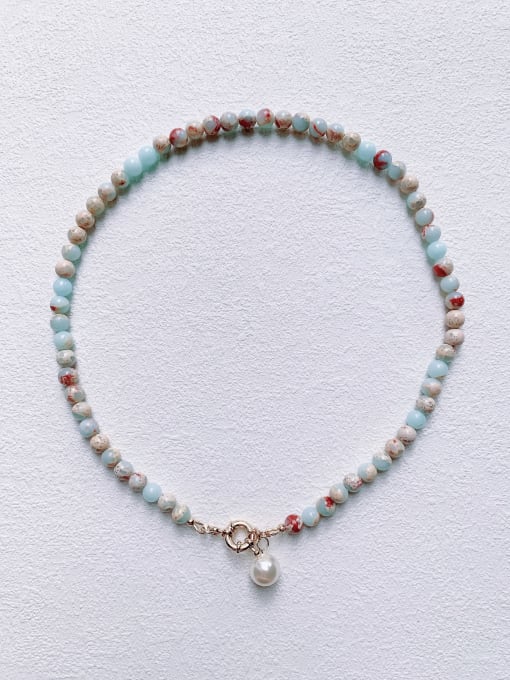 Scarlet White N-STPE-0009  Natural Gemstone Crystal Beads Chain Handmade Beaded Necklace 0