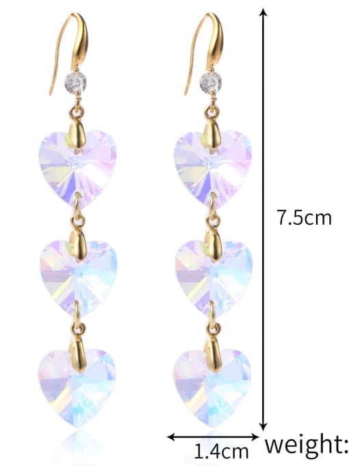 E2204 1 Brass Water  Crystal Drop Earring