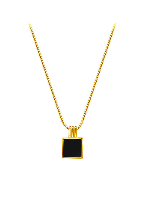 Gold 925 Sterling Silver Carnelian Square Minimalist Necklace