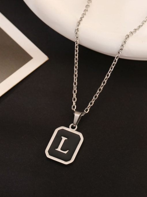 L Stainless steel Geometric Initials Necklace