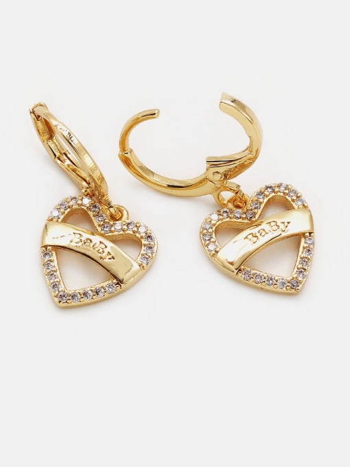 XYZ Brass Cubic Zirconia Heart Vintage Huggie Earring 0