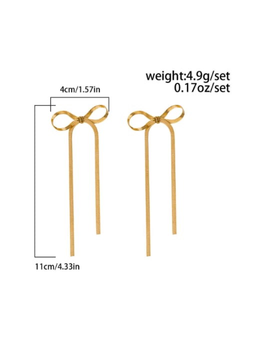 03 Golden R3107 Alloy Bowknot Tassel Minimalist Threader Earring