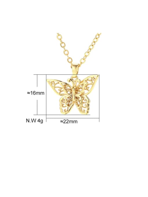 LM Brass Cubic Zirconia Butterfly Minimalist Necklace 3