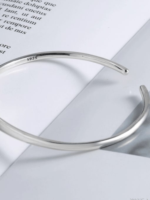 LM 925 Sterling Silver Face Classic smile Cuff Bangle 2