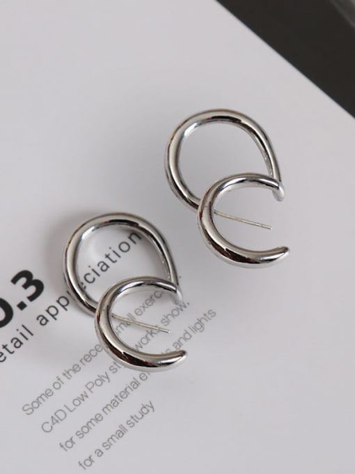 Silver Color Two color Brass Geometric Classic Hoop S shaped Earring