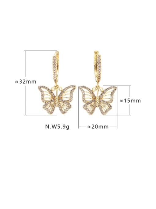 XYZ Brass Cubic Zirconia Butterfly Cute Huggie Earring 3