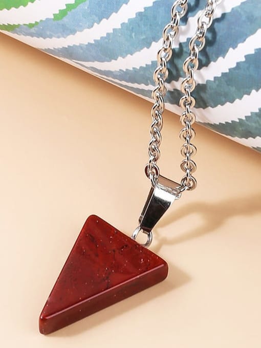Natural red stone Multicolor Natural Stone +triangle Shape Geometric Artisan Necklace