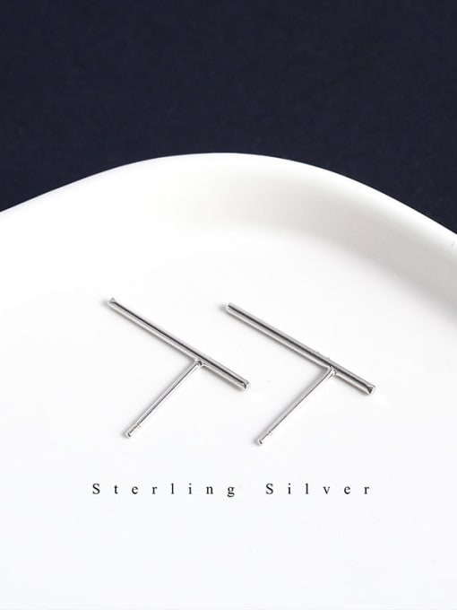 Long 925 Sterling Silver Geometric Minimalist Stud Earring