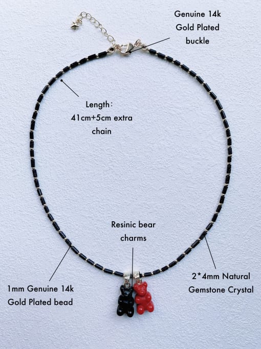 Scarlet White N-BEAR-004 Natural Stone Chain Bear Pendant Cute Handmade Beaded Necklace 2