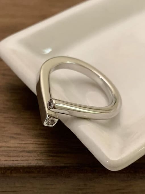 Steel irregular ring Alloy Cubic Zirconia Geometric Dainty Band Ring