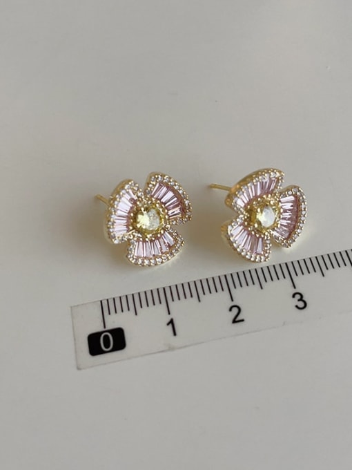 LM Alloy Cubic Zirconia Flower Dainty Stud Earring 3