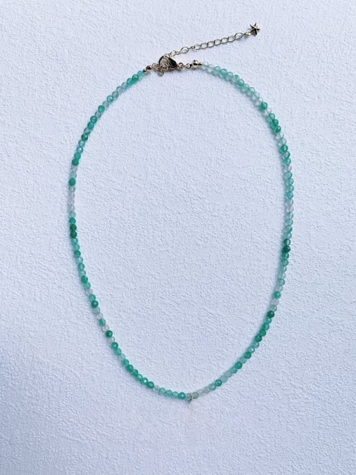 Natural  Gemstone Crystal Chain N-DIY-0022 Natural  Gemstone Crystal  Bead Chain Letter Pendant Handmade Beaded Necklace