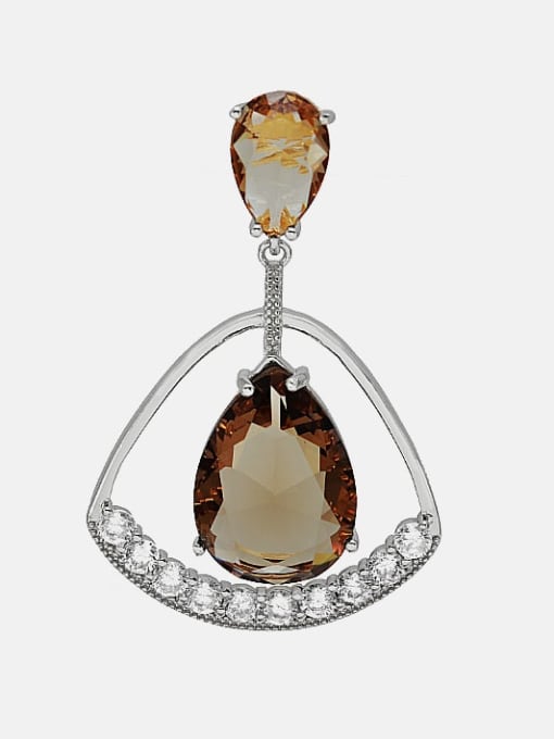 Platinum champagne Brass Glass Stone Geometric Minimalist Drop Earring