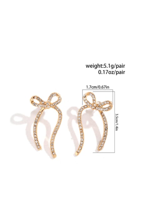 05 Gold R3094 Alloy Bowknot Tassel Minimalist Threader Earring