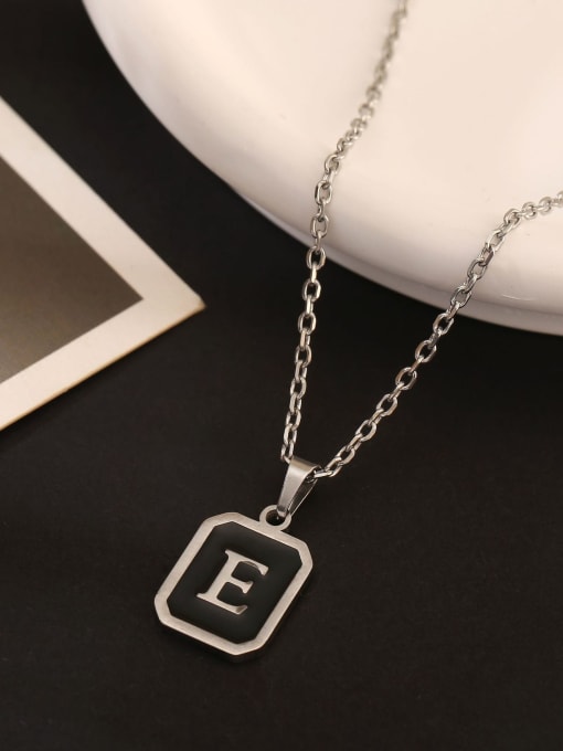 E Stainless steel Geometric Initials Necklace